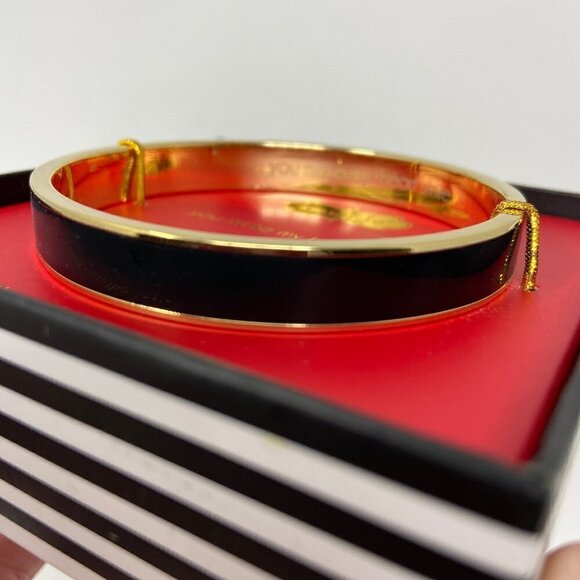 MUD PIE | Friendship Hidden Message Black Bangle Gold Plated - Picture 3 of 6